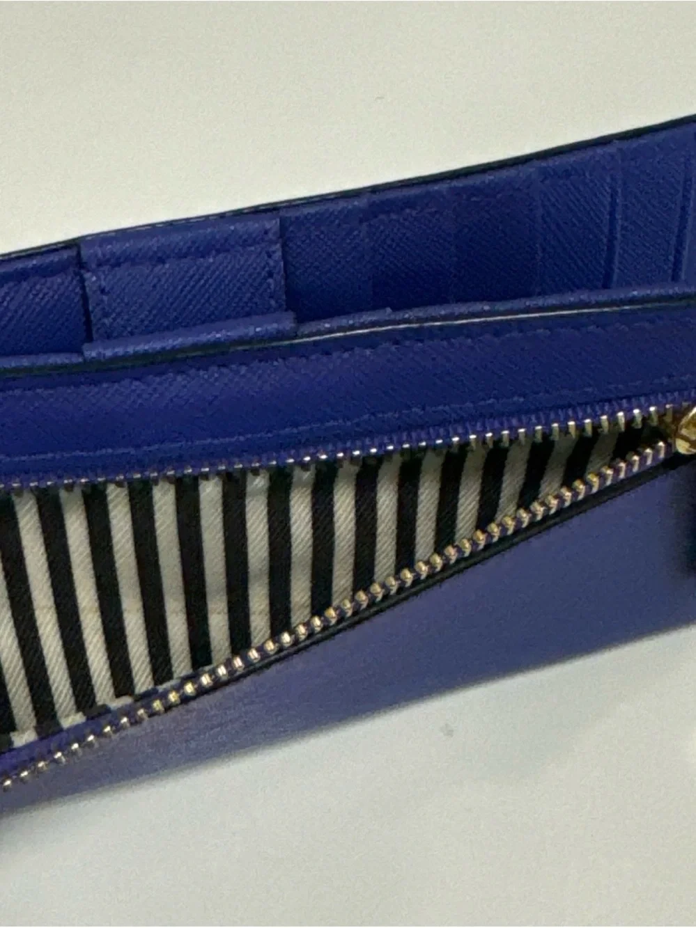 kate spade cobalt blue saffiano zip wallet